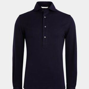 Suit Supply Navy Blue Pique Extra Slim Fit Popover (39/40, 15 1/2 - 15 3/4)